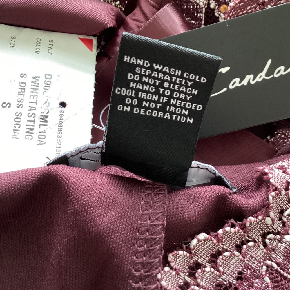 Candalite Wine Tasting Social Dress, S, Burgundy Lace w/ Metallic Thread, NWT - Picture 4 of 8